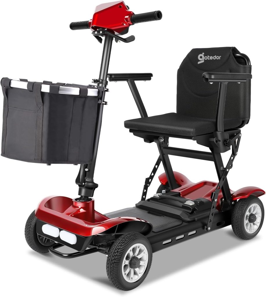 4 Wheel Mobility Scooters for Adults,25 Miles Long Travel Range Folding Electric Powered Scooters 25AH Lithium Battery Lightweight All Terrain Motorized Scooter for Seniors Portable Compact