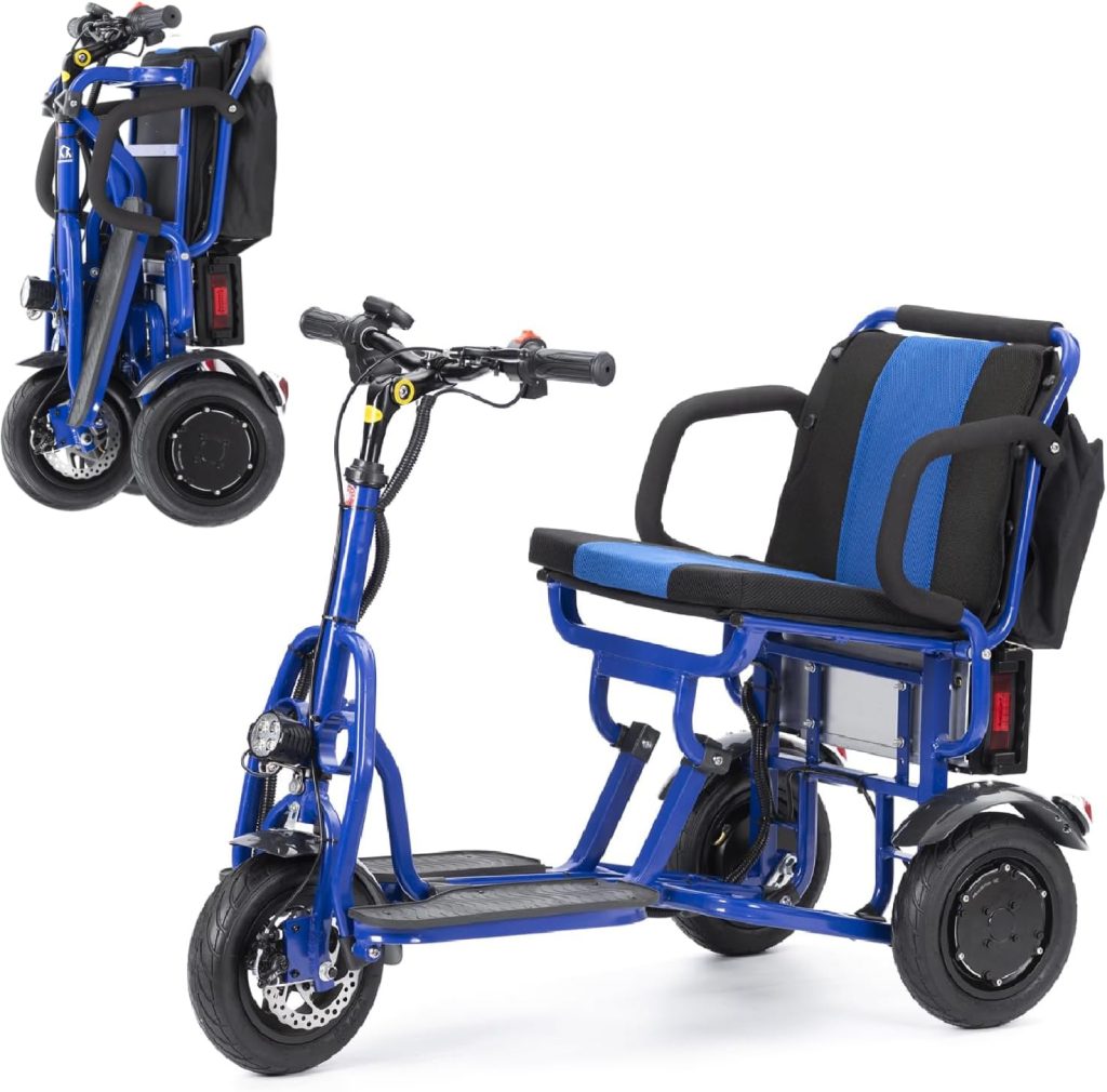 Alton Folding Mobility Scooter, Cougar Blue Lightweight Portable Scooter for Adults - 3 Wheel Motorized Scooter, Travel Scooters for Adults, Load 280lbs, Only 49lbs, 15mi Range Electric Scooter Adults Alton Folding Mobility Scooter, Cougar Blue Lightweight Portable Scooter for Adults - 3 Wheel Motorized Scooter, Travel Scooters for Adults, Load 280lbs, Only 49lbs, 15mi Range Electric Scooter Adults