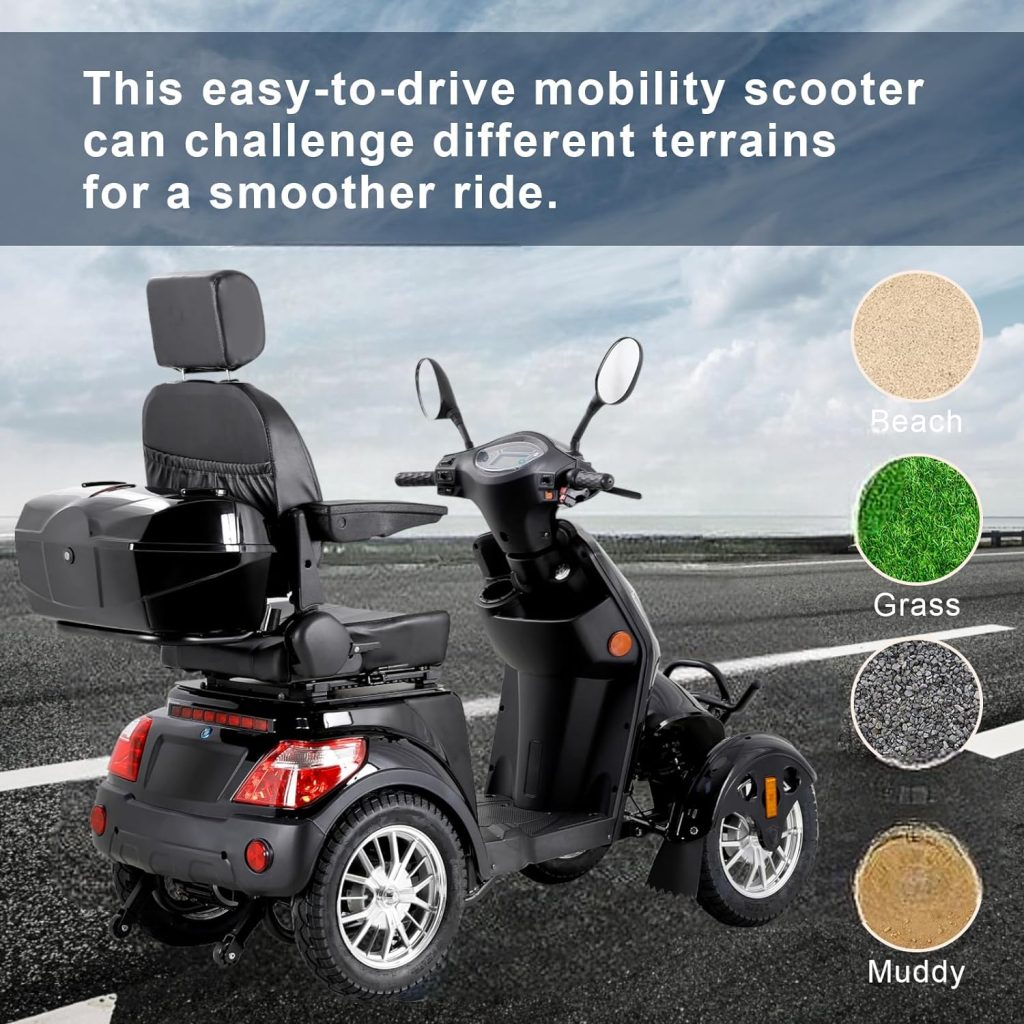 Mobility Scooters for Seniors  Adults 500lbs Capacity -800W All Terrain Electric Powered Wheelchair Device - Heavy Duty Mobility Scooter for Travel, Elderly w/Remote Key