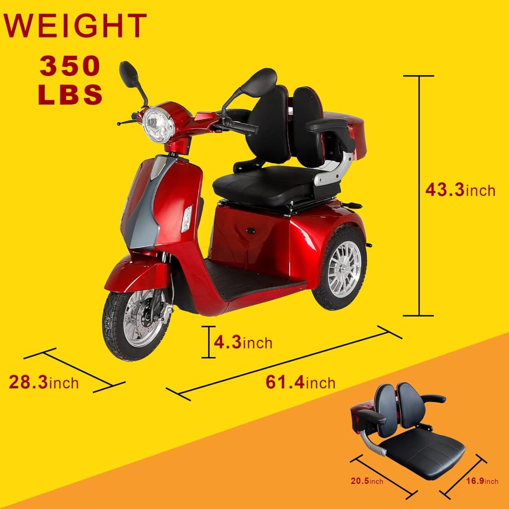 Mobility Scooters for Seniors  Adults 500lbs Capacity -800W All Terrain Electric Powered Wheelchair Device - Heavy Duty Mobility Scooter for Travel, Elderly w/Remote Key