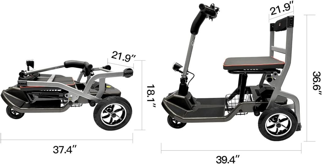 R3b - Blue Ultra Lightweight (37.5 lb) Folding Powered Mobility Scooter for Senior/Adult- Easy for Travel - Airlines Approved with Warranty…