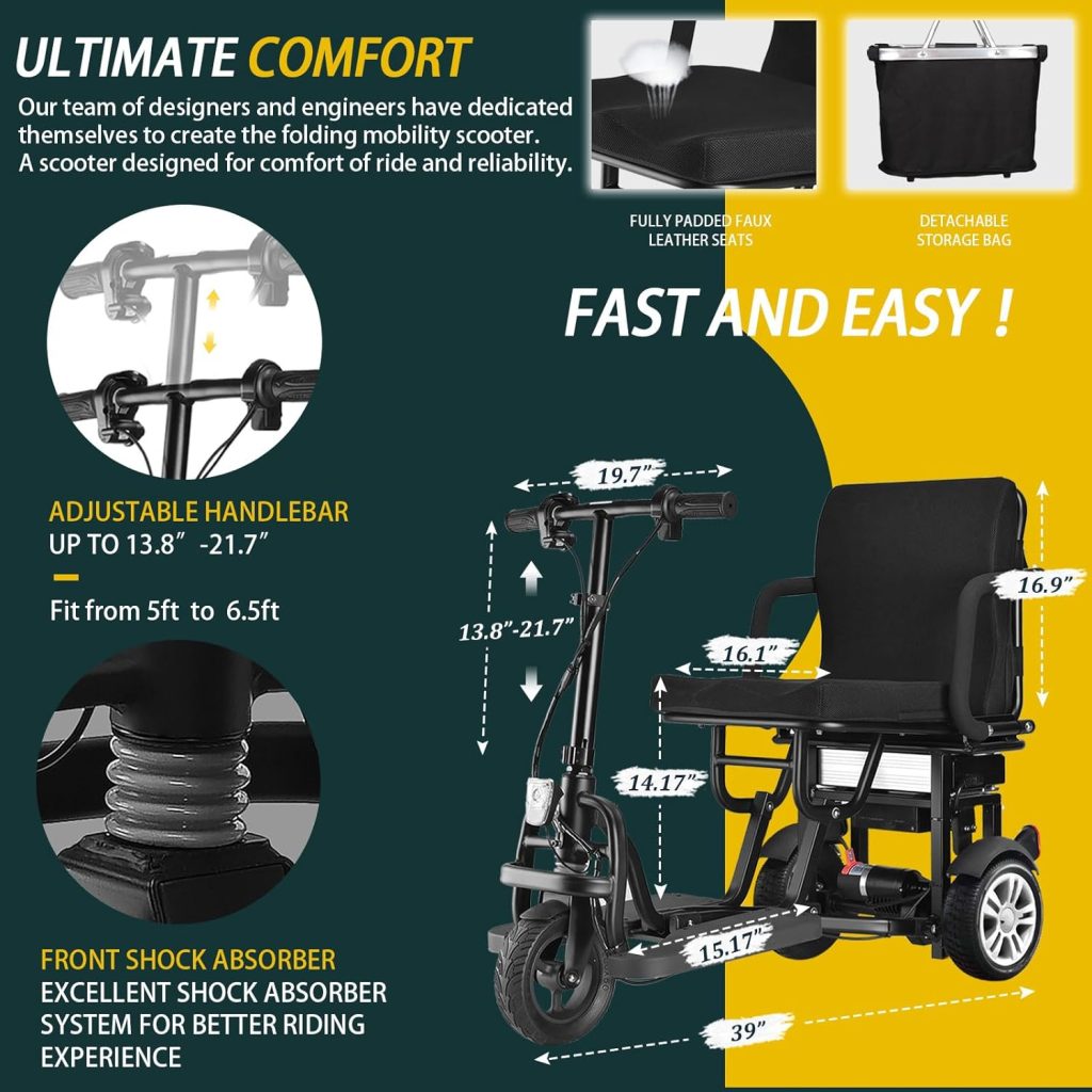 Scooter Mobility Folding Electric Mobility Scooter 3 Wheel Lightweight Portable Power Travel Scooters - Solid Tyre Support 280 lbs Weight Only 55 lbs Long Range(25 Miles) Scooter Mobility Folding Electric Mobility Scooter 3 Wheel Lightweight Portable Power Travel Scooters - Solid Tyre Support 280 lbs Weight Only 55 lbs Long Range(25 Miles)