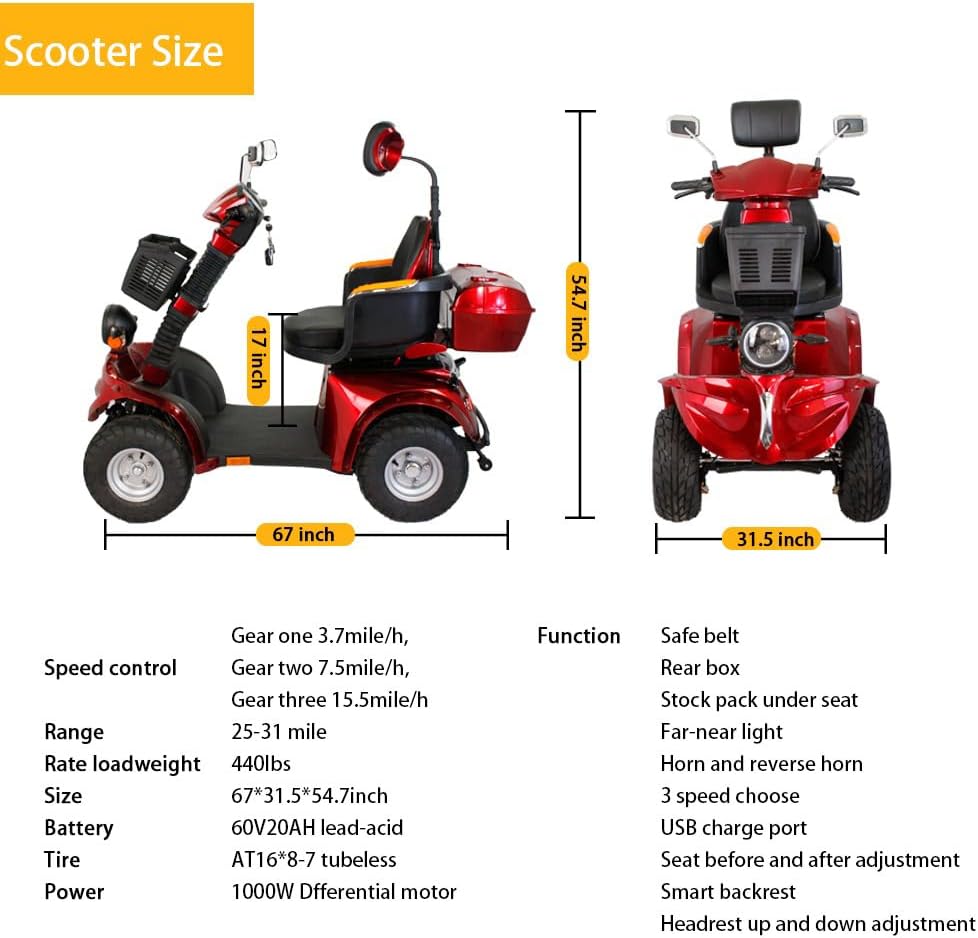 Electric Mobility Scooter for Adults Seniors - 4 Wheels Foldable Mobility Scooter with 18-inch Wide Adjustable Seat, Lightweight Compact Mobility Scooters for The Elderly to Travel Electric Mobility Scooter for Adults Seniors - 4 Wheels Foldable Mobility Scooter with 18-inch Wide Adjustable Seat, Lightweight Compact Mobility Scooters for The Elderly to Travel
