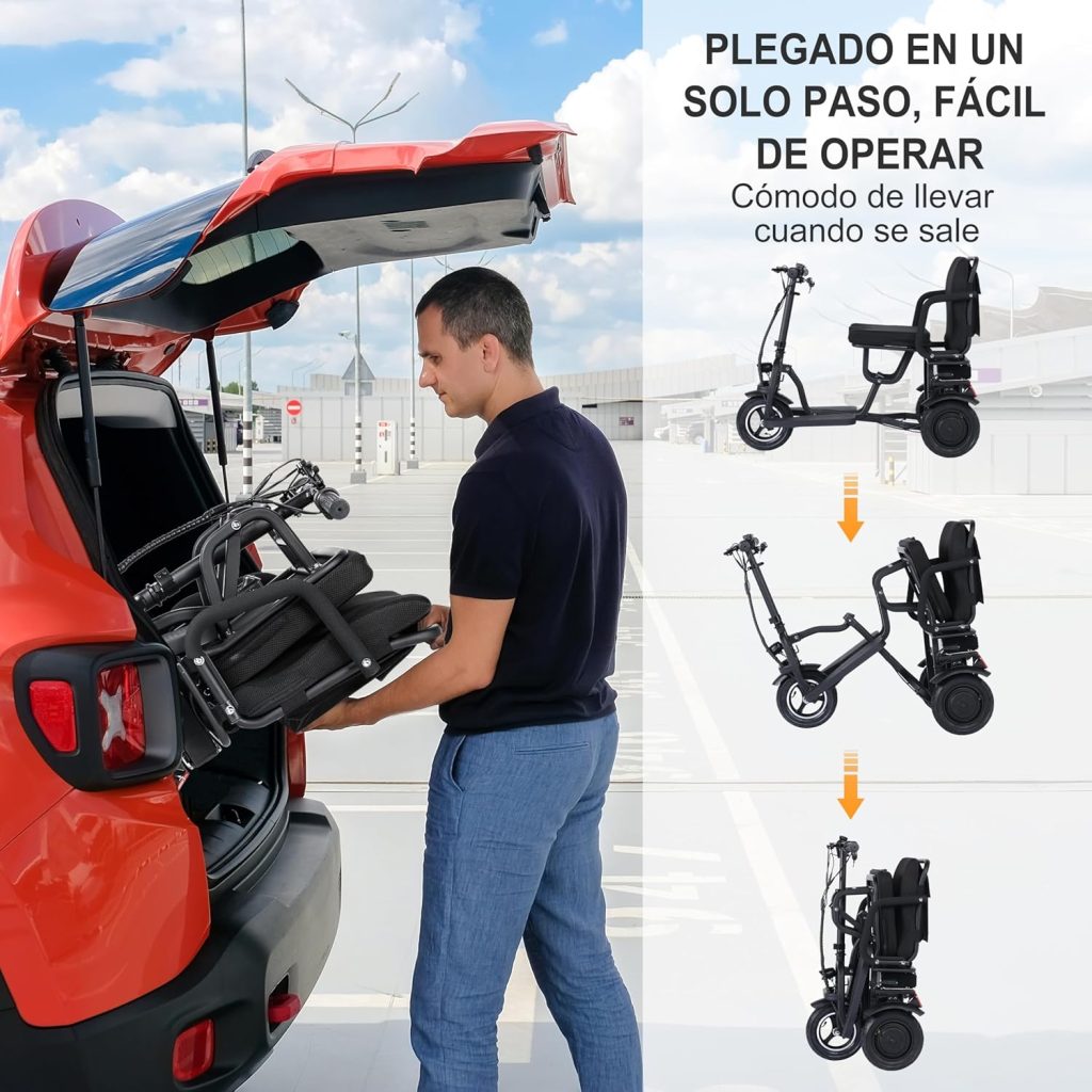 TopMate ES10 3 Wheel Electric Scooter Lightweight Folding Powered Mobility Scooter for Adult Seniors with Ergonomic Seat and Removable Battery, 350W Motor  3 Speed Adjustable, E-Trike with Basket