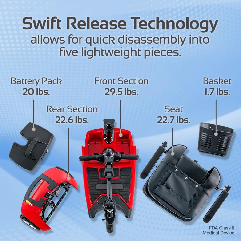 Rascal Venture 4-Wheel Mobility Scooter, Long-Range Battery-Powered Electric Travel, Easy Compact Transport, Battery Included, for Indoor/Outdoor Use