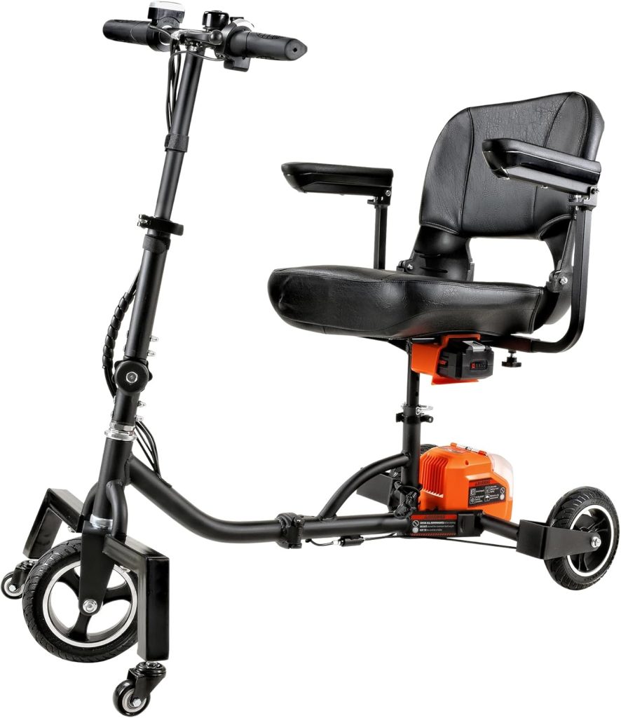 SuperHandy Passport Plus Mobility Scooter - Foldable 3 Wheel, Aluminum Frame, Airline Friendly, 11 Mile Range, 2 Removable 48V Lithium Batteries  Charger, Supports 330 Lbs SuperHandy Passport Plus Mobility Scooter - Foldable 3 Wheel, Aluminum Frame, Airline Friendly, 11 Mile Range, 2 Removable 48V Lithium Batteries  Charger, Supports 330 Lbs