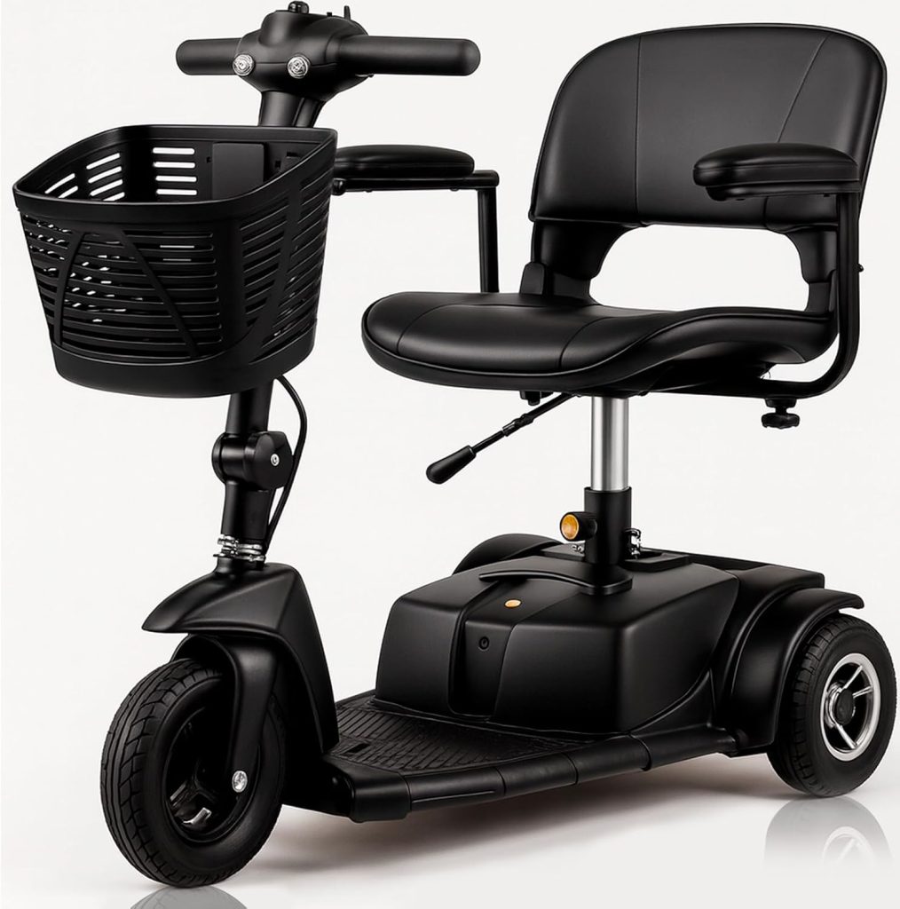 Vive 3 Wheel Mobility Scooter - Electric Powered Mobile Wheelchair Device for Adults - Folding, Collapsible and Compact for Travel - Long Range Power Extended Battery with Charger and Basket Included Vive 3 Wheel Mobility Scooter - Electric Powered Mobile Wheelchair Device for Adults - Folding, Collapsible and Compact for Travel - Long Range Power Extended Battery with Charger and Basket Included