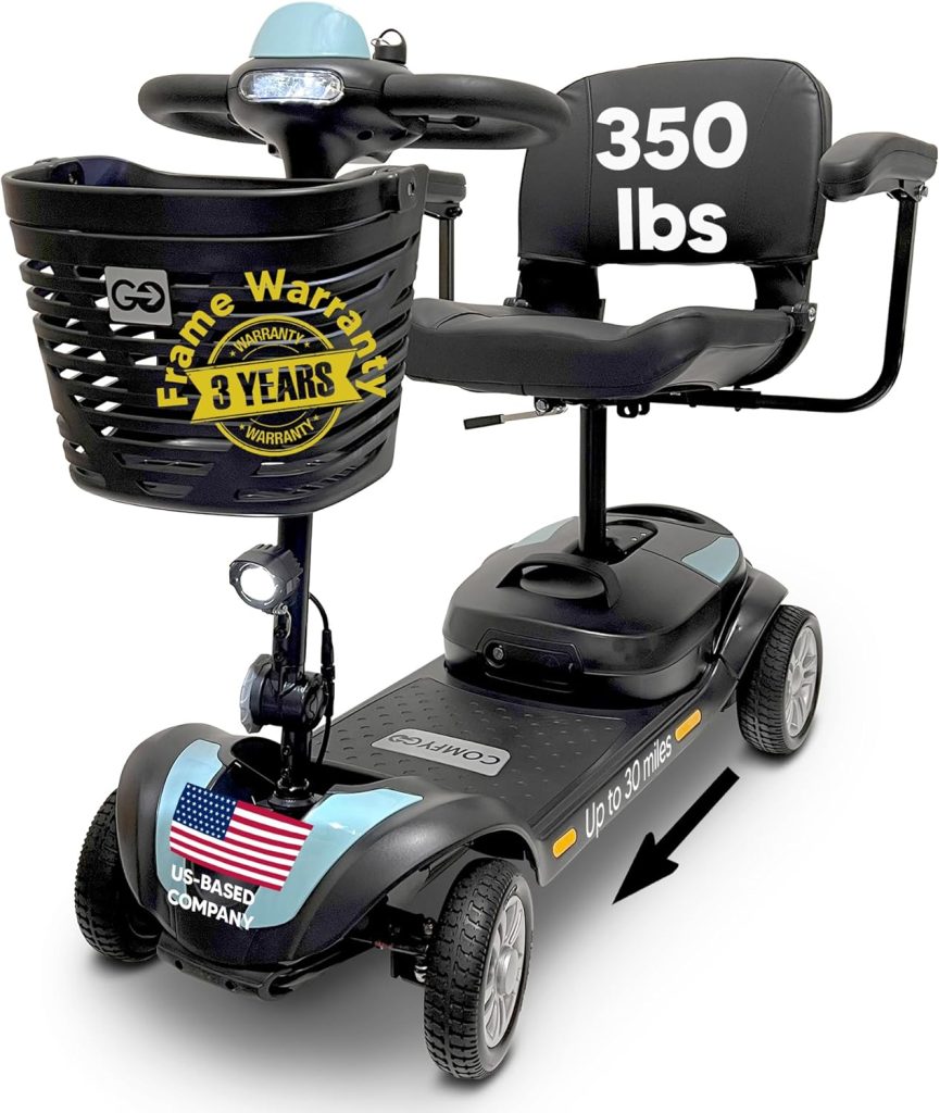 Electric Mobility Scooter Z-4 for Adults,Battery Powered Scooters for Seniors,350 lbs Weight Capacity, Red, Up to 30 Miles Battery Range