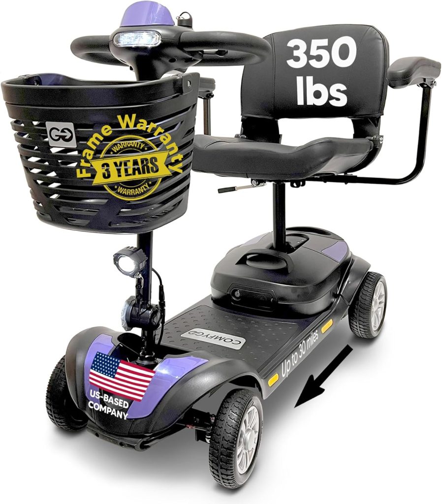 Electric Mobility Scooter Z-4 for Adults,Battery Powered Scooters for Seniors,350 lbs Weight Capacity, Red, Up to 30 Miles Battery Range